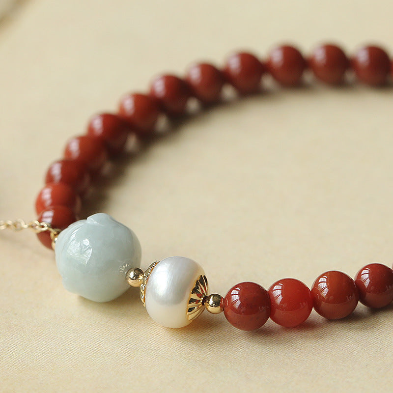 Red Agate Pearl Bracelet