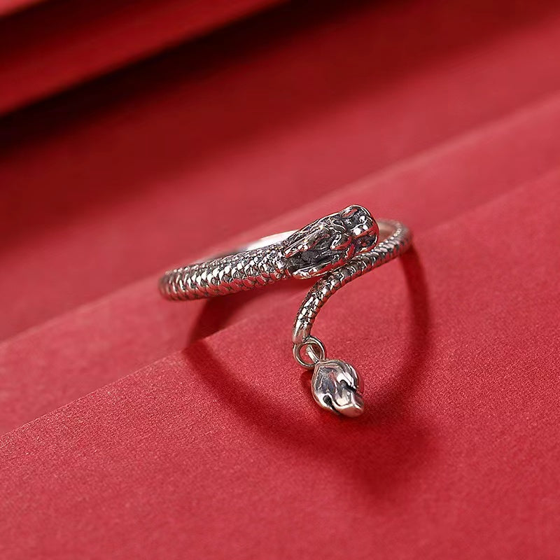Vintage Dragon Silver Ring-Fortune Prosperity