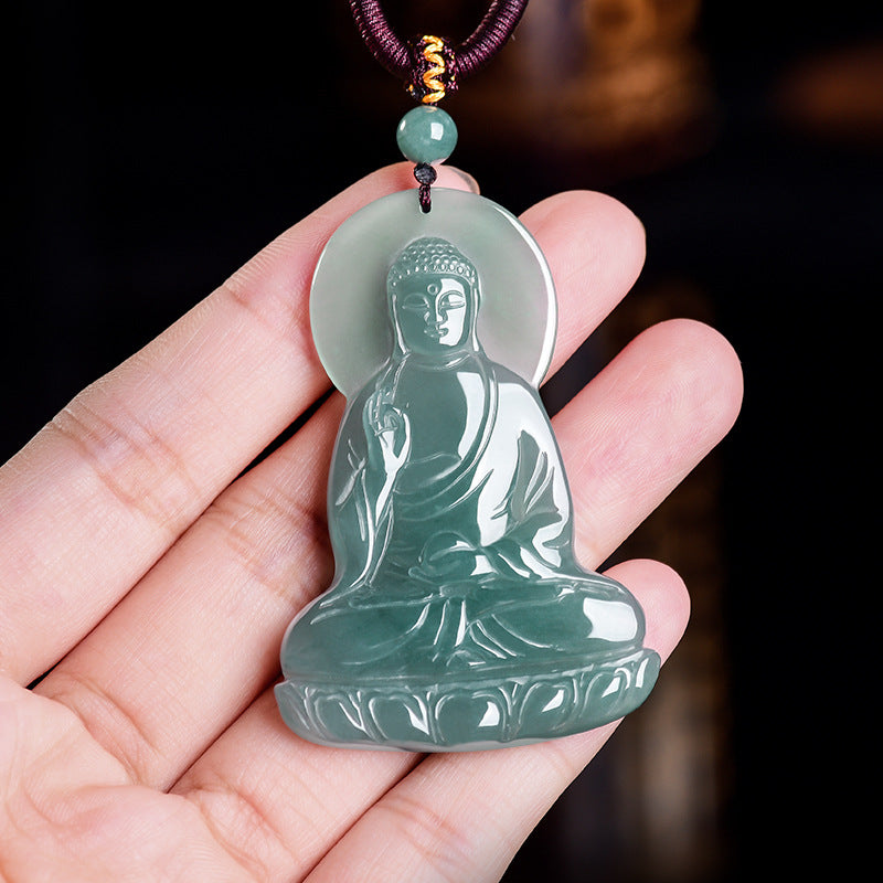 Infinite Light: Amitabha Buddha Jade Pendant-Peace. Compassion & Safe Journey