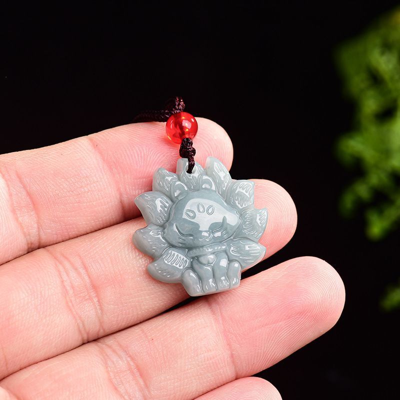 Nine-Tailed Fox Jadeite Pendant-Wisdom. Adaptability & Confidence