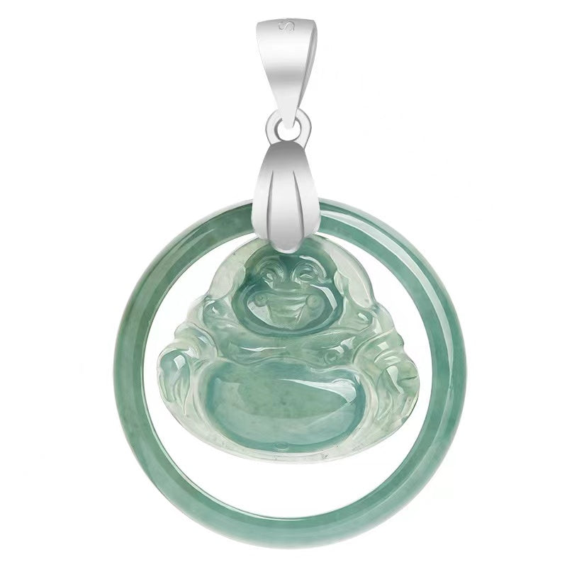 Laughing Buddha White Jade Necklace-Divine Mind