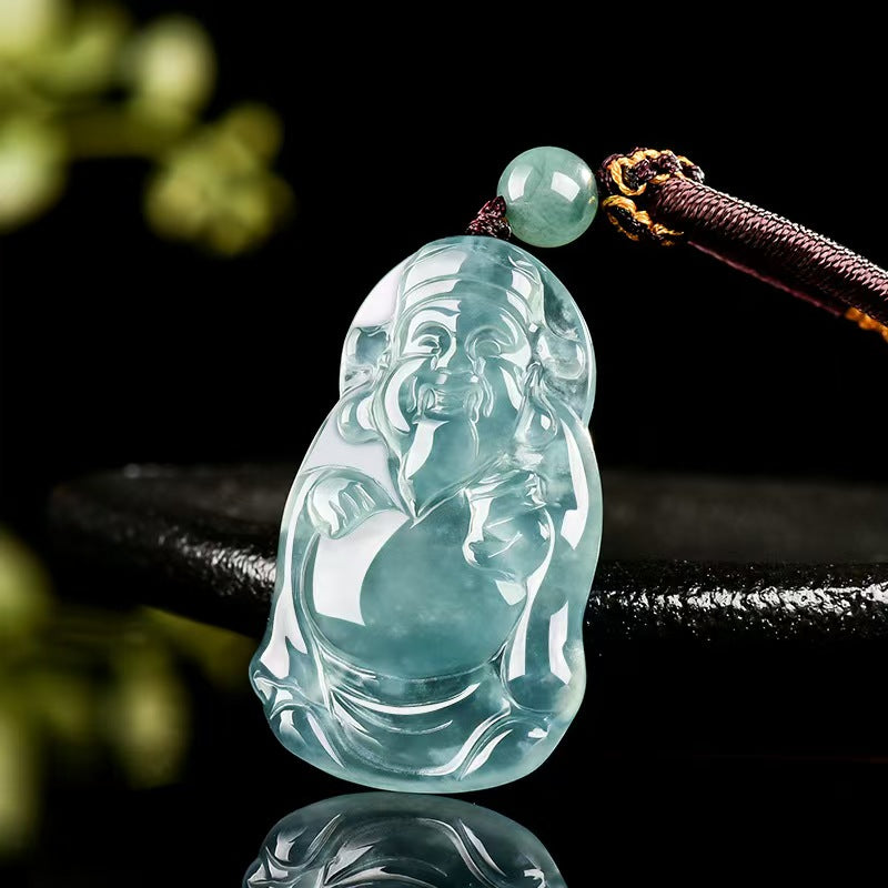 Caishen Ice Jade Pendant-Attract Luck