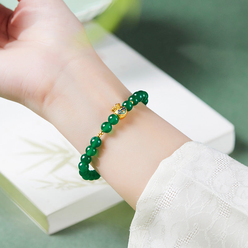 Ruyi Blessing Pouch Chalcedony Bracelet ¨C Serenity. Joy & Good Fortune