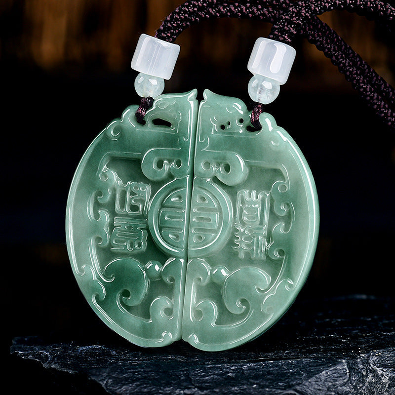Balanced Together-Dragon & Phoenix Jade Couple Pendant