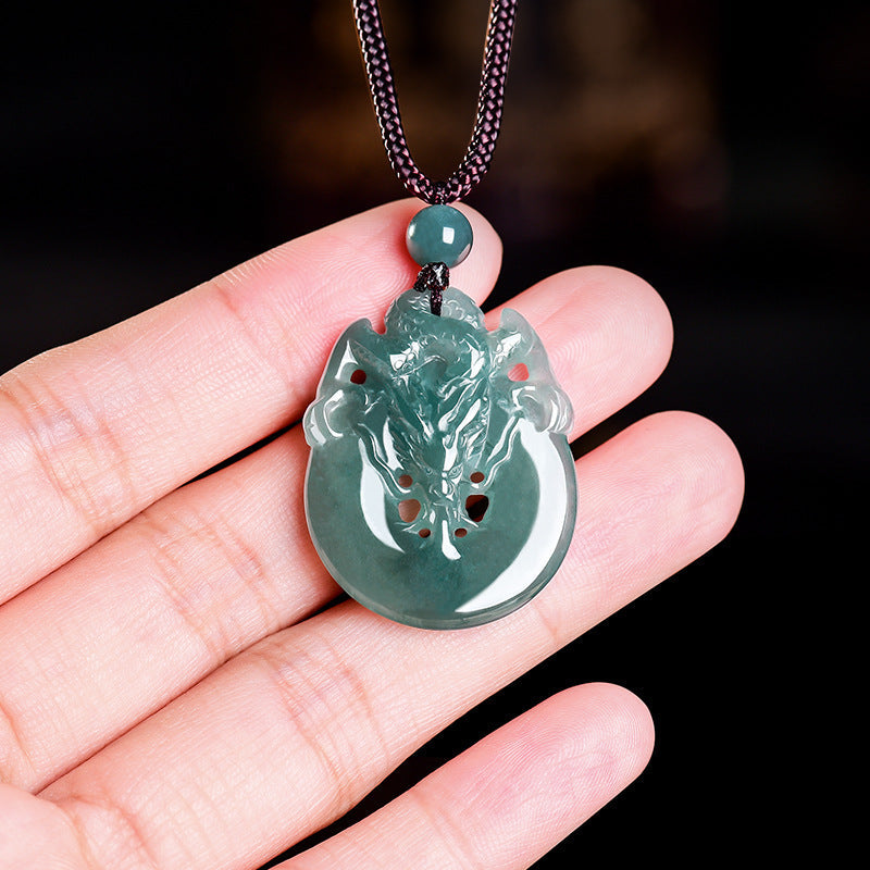 Dragon Drinking Water Jade Pendant-Prosperity, Peace & Lasting Fortune