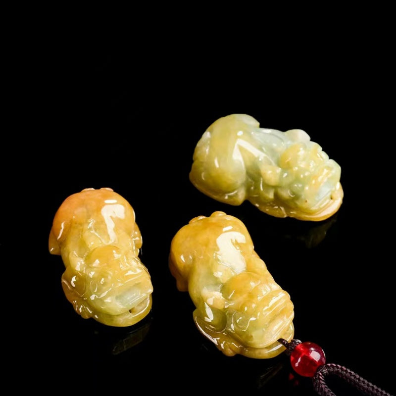 Natural Yellow Jade Pixiu Pendant – Symbol of Prosperity. Protection & Confidence
