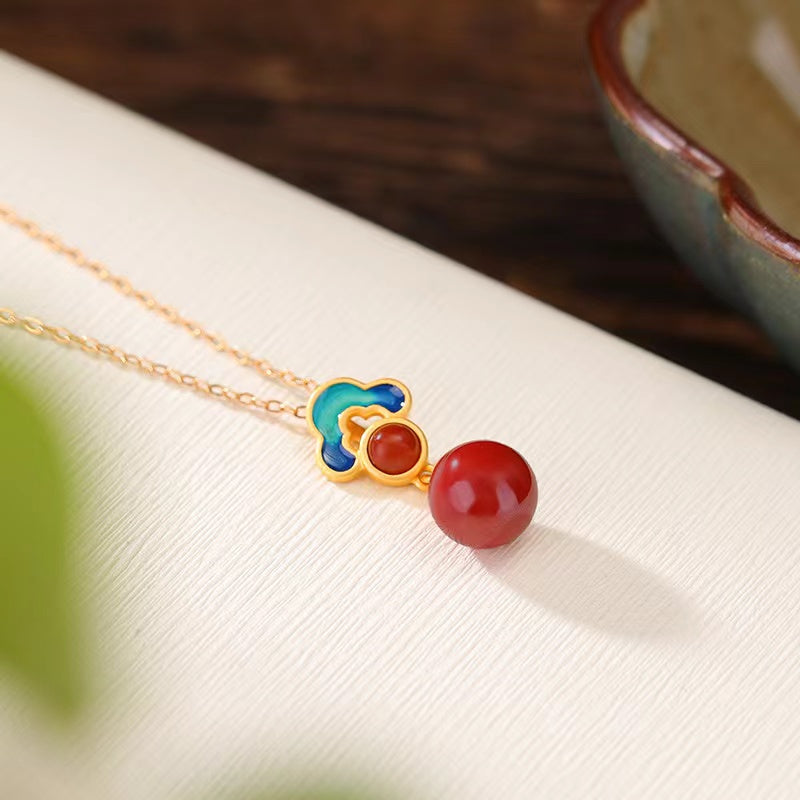 Auspicious Clouds Red Agate Necklace-Lucky and Prosperity