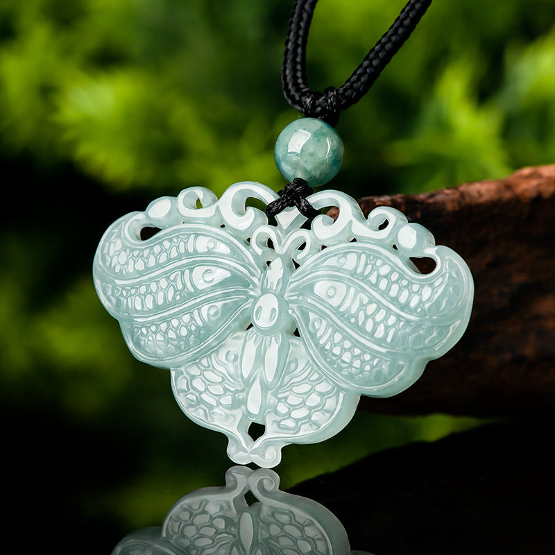 Serene Transformation Butterfly Jade Pendant-Whispers of the Azure Wing: A Soul's Metamorphosis