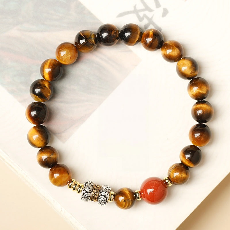 Grounded Fortune-Tiger's Eye & Red Agate Bracelet