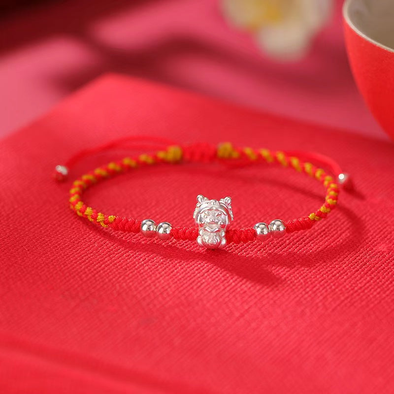 Zodiac Dragon 999 Silver String Bracelet-Luck Prosperity