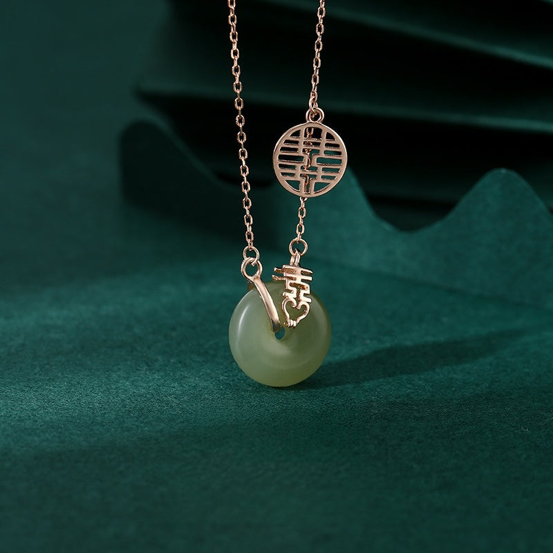 Nephrite Jade Double Happiness Necklace-Joy Shared