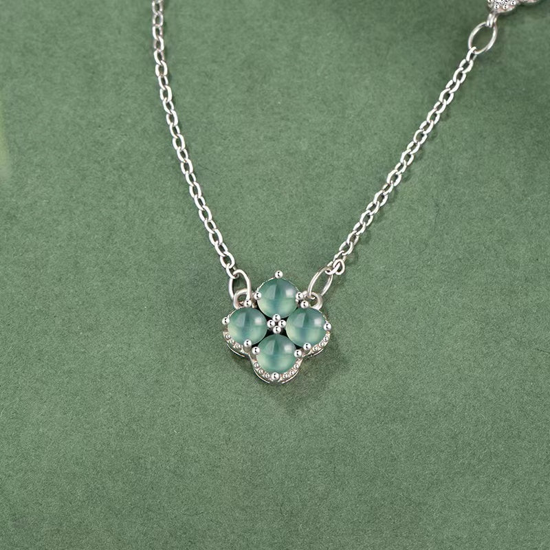 Four Leaf Clover Ice Jade Necklace-Faith & Hope