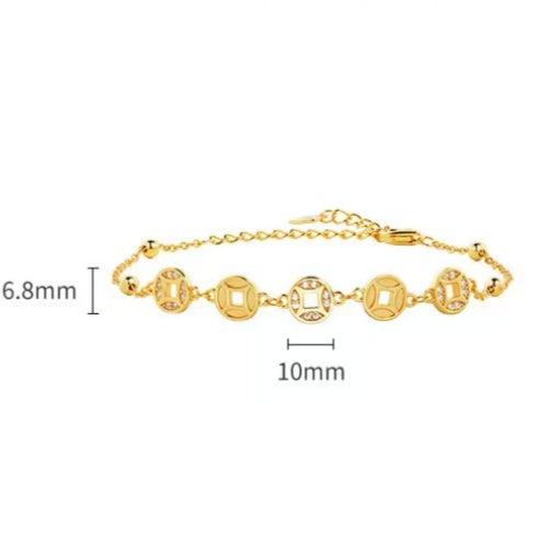 Rolling Fortune Coin Bracelet ¨C18k Gold Plated 925 Sterling Silver