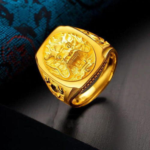 3D Gold Dragon Wealth Ring