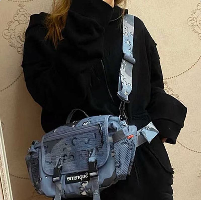Supreme Camouflage Crossbody Messenger Bag with Mesh Front Pocket