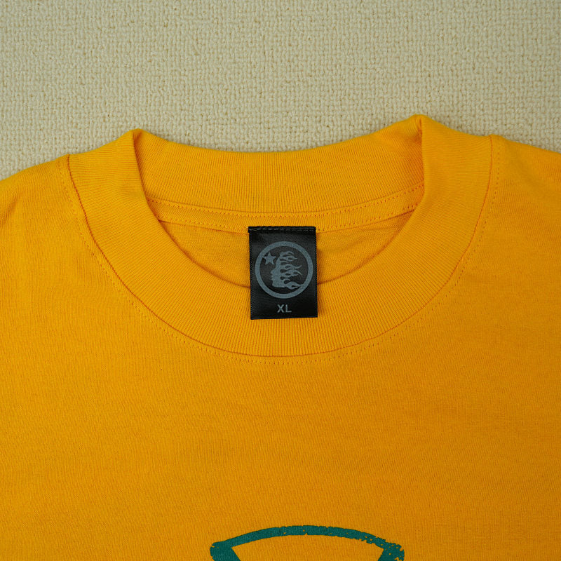 Hellstar Studios Jesus Emblem Short Sleeve Tee Shirt Yellow