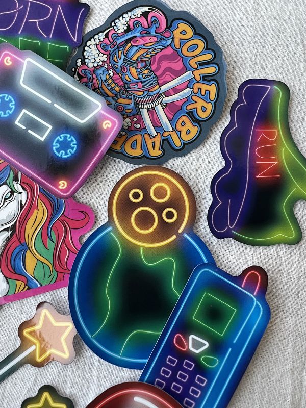 Neon Glow Aesthetic Sticker Pack Collection