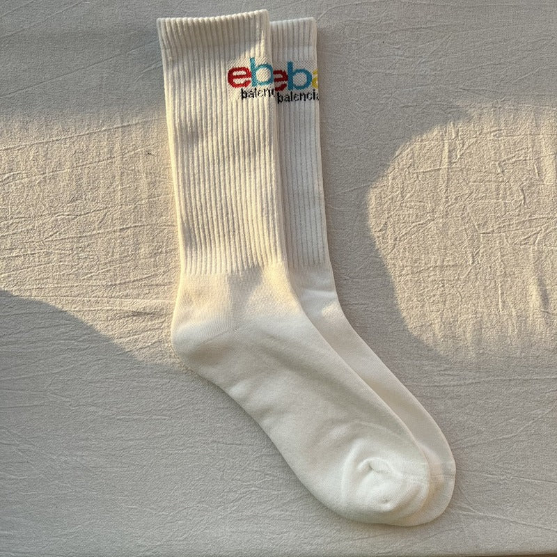 Bal Logo Crew Socks Black White 6 Pairs