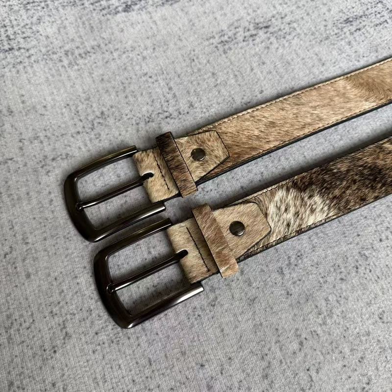 Cowhide Hair-On Belt - Tan/Brown