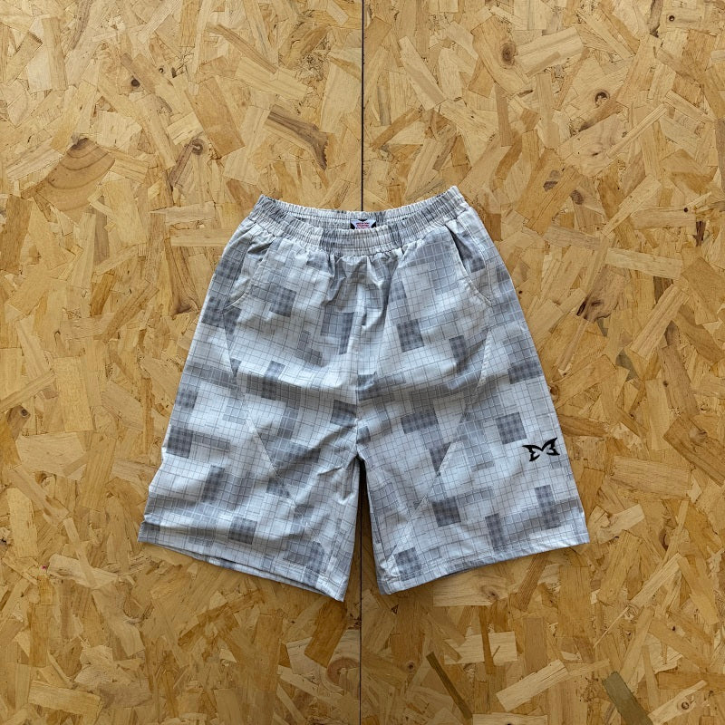 Mertra Patchwork Plaid Short - Grey Camo