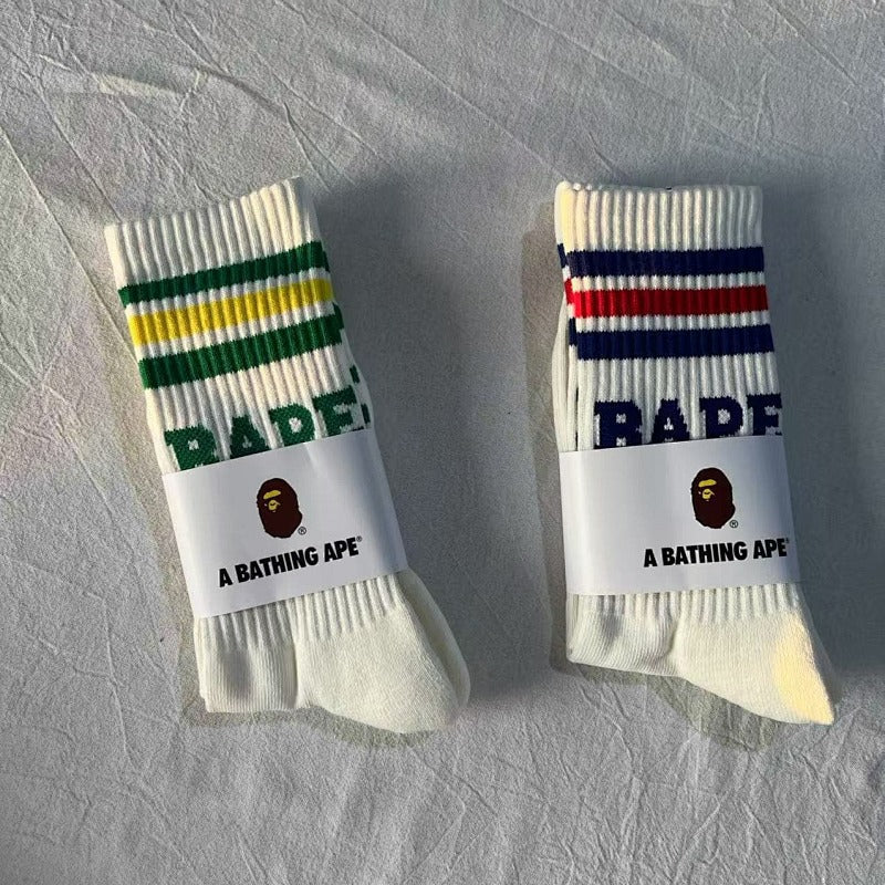 Shark Graphic Striped Crew Socks 2-Pack