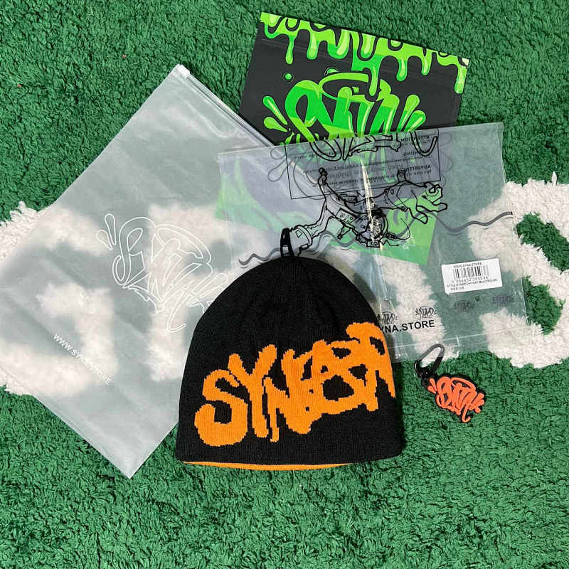 Black and Orange Beanie Hat and Socks Set