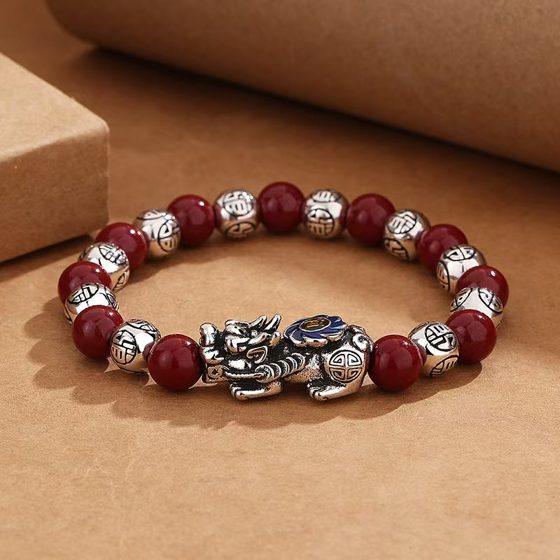 Cinnabar Bead Pixiu Bracelet¨CWealth & Protection