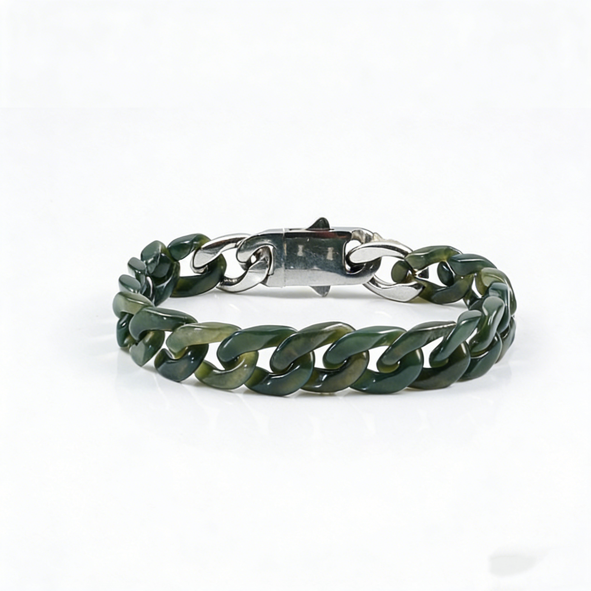 Urban Fusion Cuban Link Jade Bracelet-Detachable Adjustable Link Design