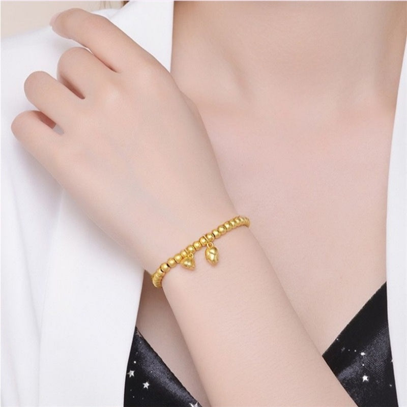 Golden Lotus Charm Bead Bracelet-Joy in Bloom