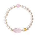 Rose Quartz Pixiu Bracelet with Pearls â€?925 Silver Fortune & Peace Charm