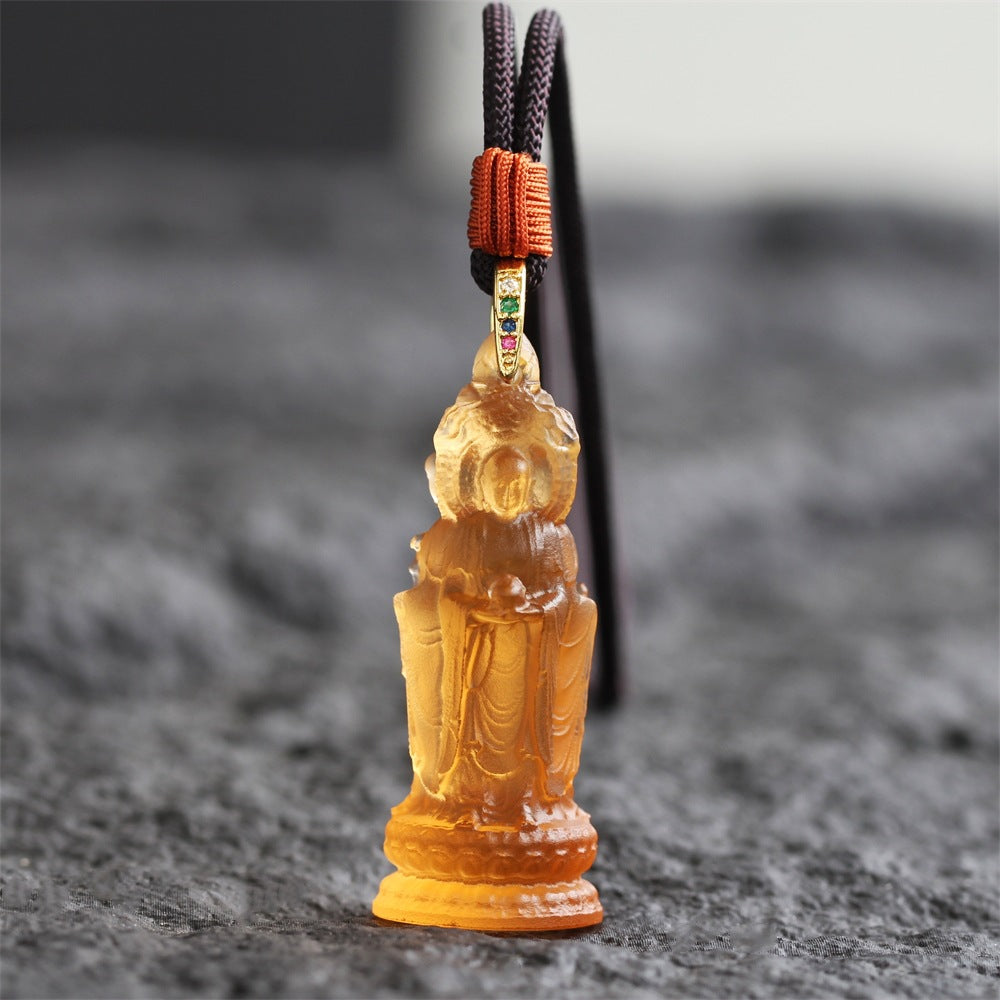 Three-Faced Ksitigarbha Guardian Liuli Pendant¨CProtection. Guidance & Safe Passage