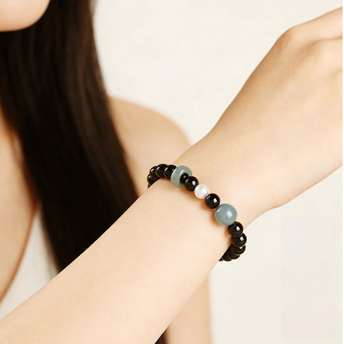 A Brighter Turn-Blue Water Jade Obsidian Bracelet