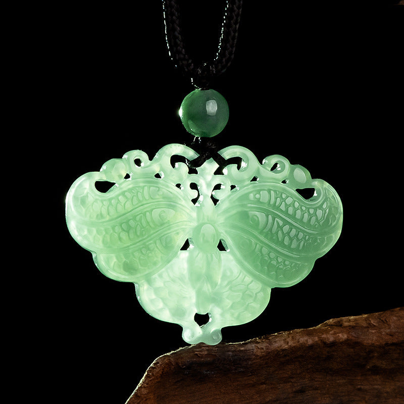 Serene Transformation Butterfly Jade Pendant-Whispers of the Azure Wing: A Soul's Metamorphosis
