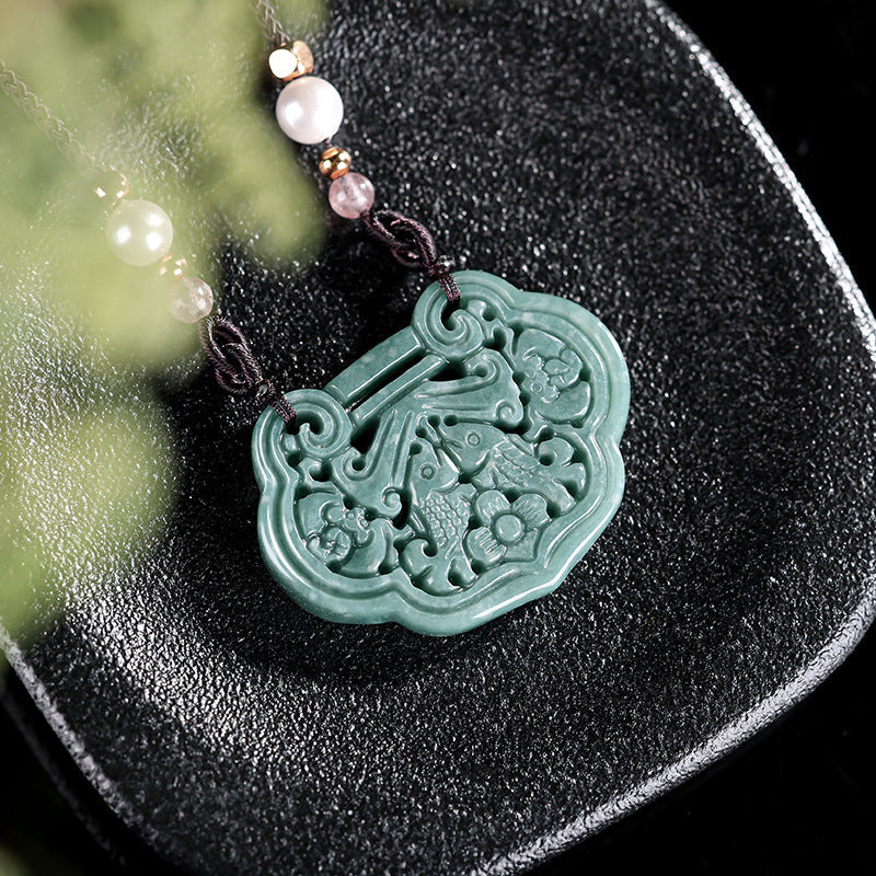 Abundant Fortune Koi Jade Pendant ¨C Prosperity. Harmony & Continuous Wealth