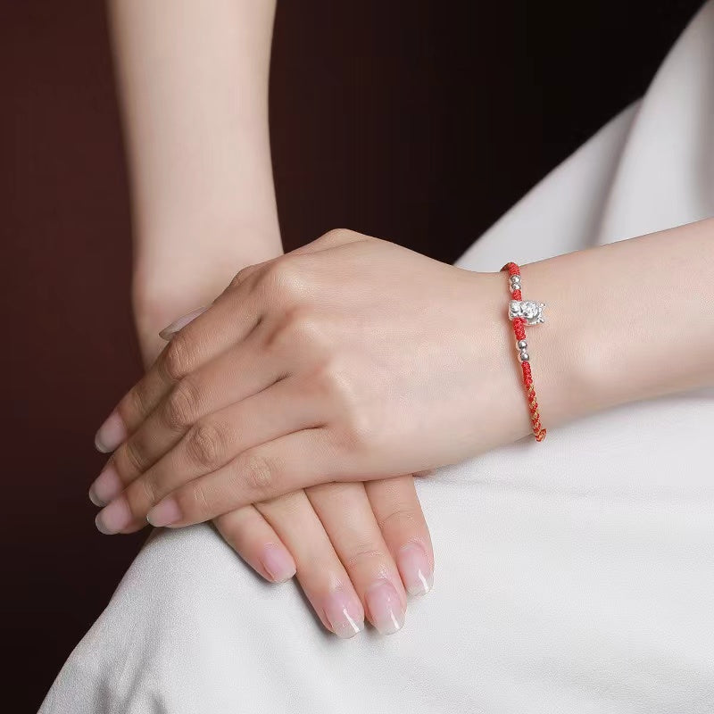 Zodiac Dragon 999 Silver String Bracelet-Luck Prosperity