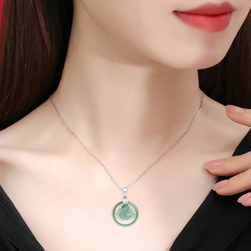 Laughing Buddha White Jade Necklace-Divine Mind