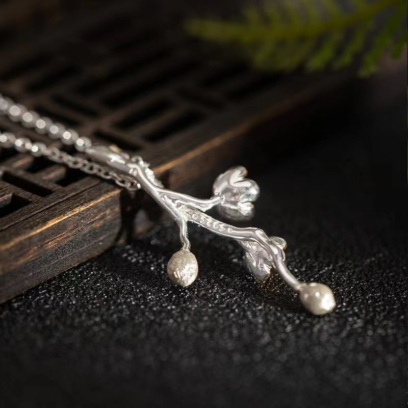 Gold Plum Bossom Necklace-Good Fortune and Prosperity