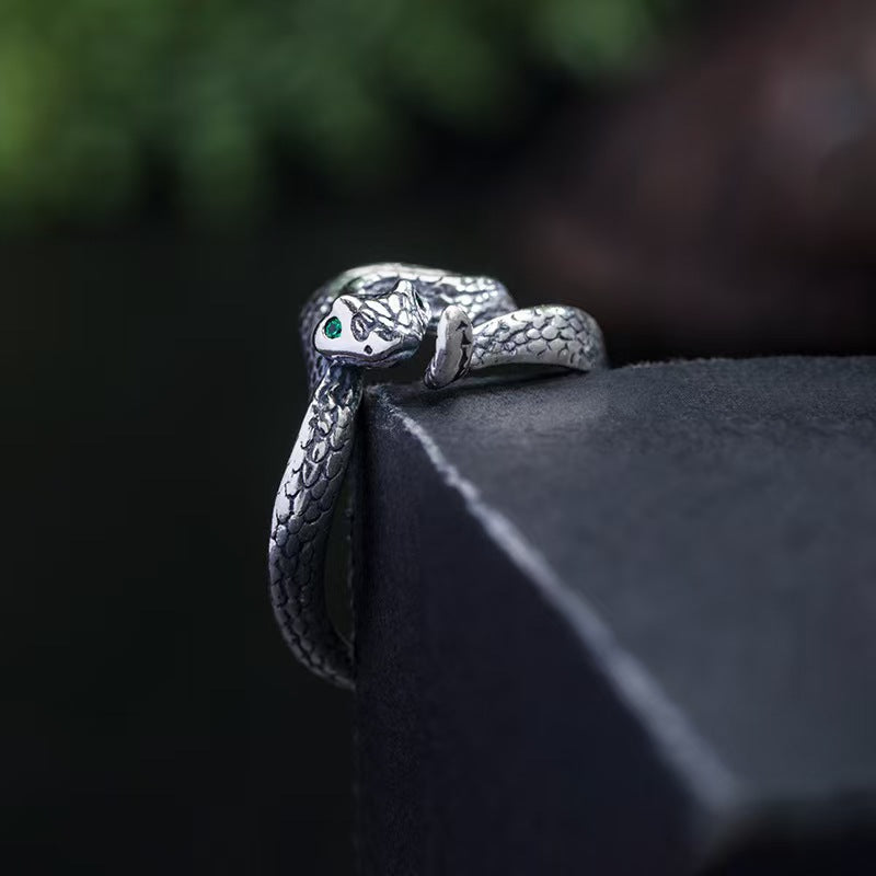 Rattlesnake Vintage Silver Ring-transformation & protection