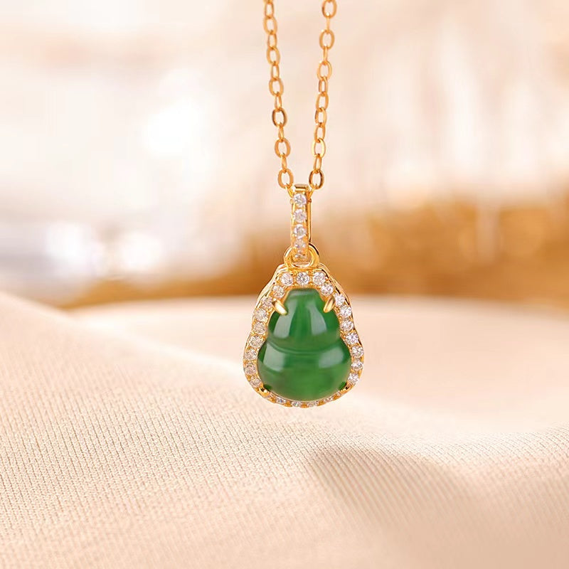 Calabash Jade Pendant Necklace-Good Fortune and Prosperity