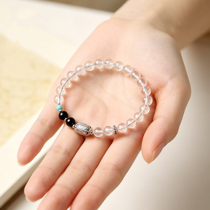 Flow Forward-Silver Koi Clear Quartz Bracelet