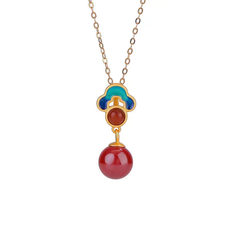 Auspicious Clouds Red Agate Necklace-Lucky and Prosperity