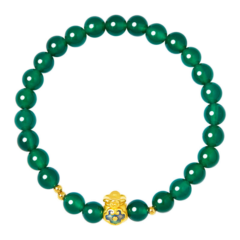 Ruyi Blessing Pouch Chalcedony Bracelet ¨C Serenity. Joy & Good Fortune