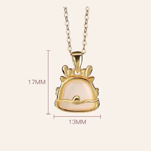 Dragon Year White Jade Necklace-Fortune Prosperity