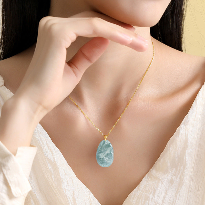 Jade Landscape Pendant¨CWisdom, Serenity & Boundless Prosperity-grade a jade