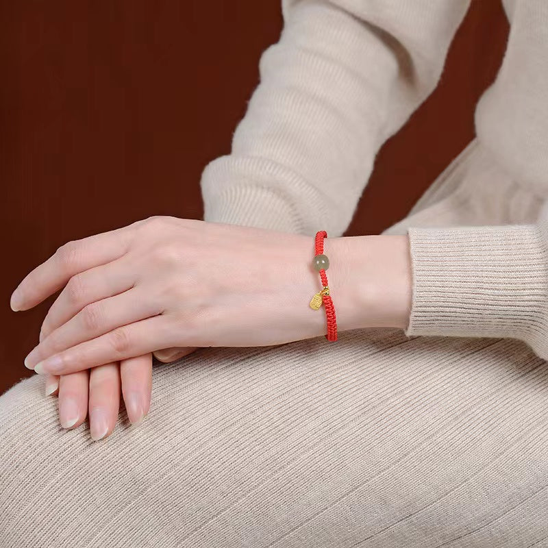 Fu Jade Bead String Bracelet For Couple-good luck