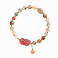 Strawberry Quartz Pixiu Rutilated Quartz Bracelet-Traditional Good Fortune Symbol
