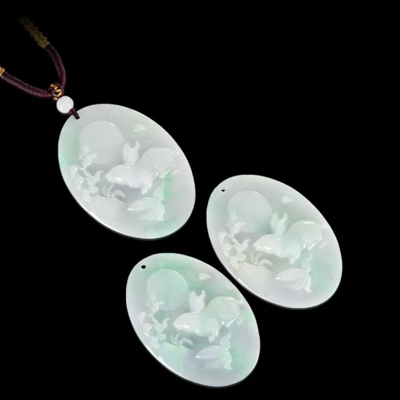 Rabbit Gazing at the Moon Jadeite Pendant – Hope. Serenity & New Beginnings