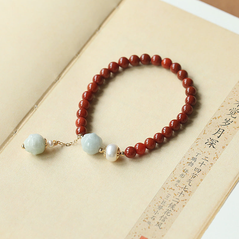 Red Agate Pearl Bracelet