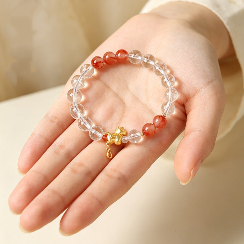 Lucky Gold Horse Ice-Floating Crystal Bracelet-A Bright New Journey