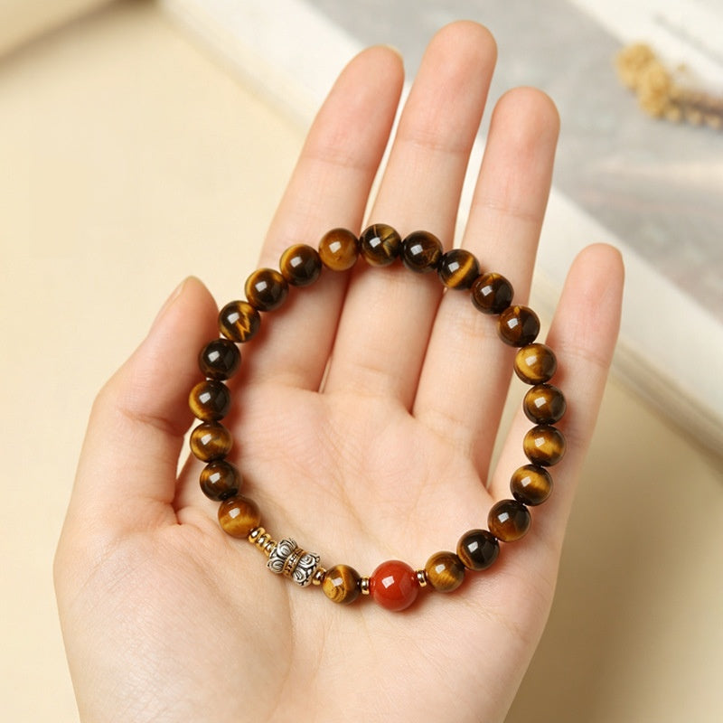 Grounded Fortune-Tiger's Eye & Red Agate Bracelet